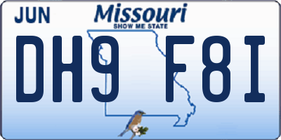MO license plate DH9F8I