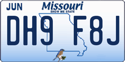 MO license plate DH9F8J