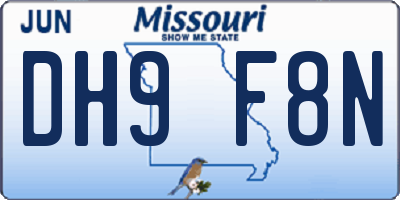 MO license plate DH9F8N