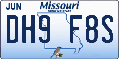 MO license plate DH9F8S