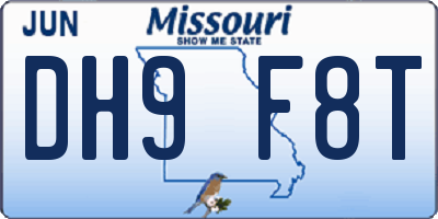 MO license plate DH9F8T