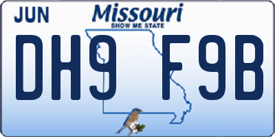 MO license plate DH9F9B