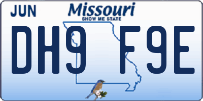 MO license plate DH9F9E