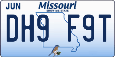 MO license plate DH9F9T