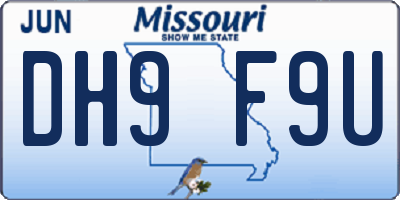 MO license plate DH9F9U