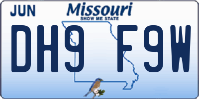 MO license plate DH9F9W