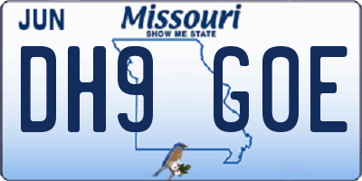 MO license plate DH9G0E