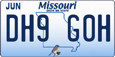 MO license plate DH9G0H