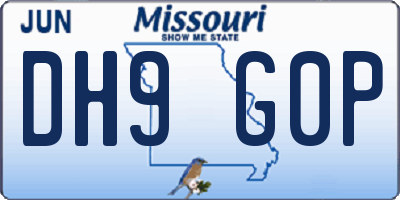 MO license plate DH9G0P