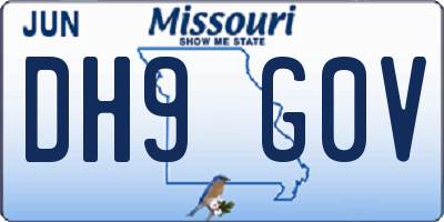 MO license plate DH9G0V