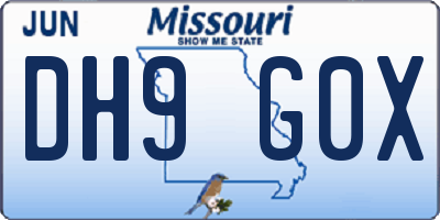 MO license plate DH9G0X