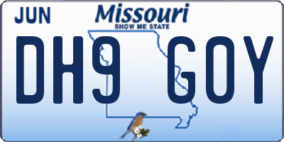 MO license plate DH9G0Y