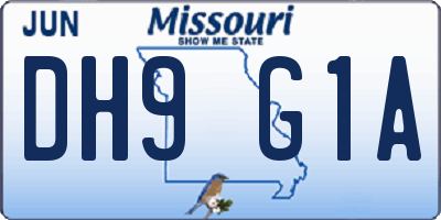 MO license plate DH9G1A