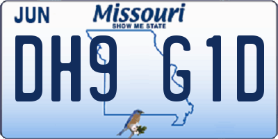 MO license plate DH9G1D