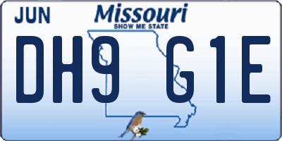 MO license plate DH9G1E