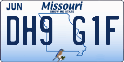MO license plate DH9G1F