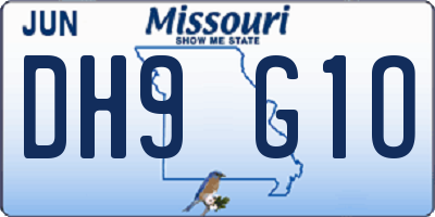 MO license plate DH9G1O