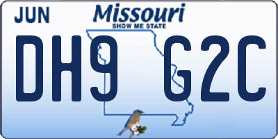 MO license plate DH9G2C