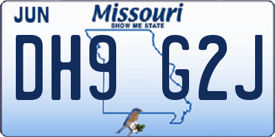 MO license plate DH9G2J