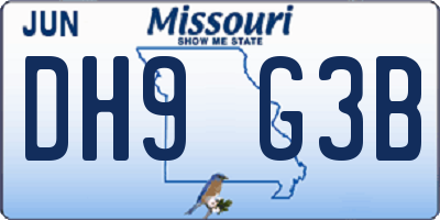 MO license plate DH9G3B
