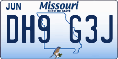 MO license plate DH9G3J