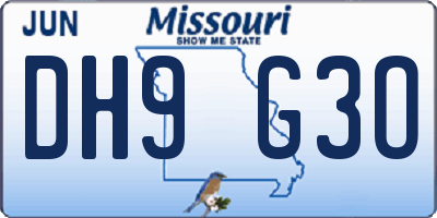 MO license plate DH9G3O