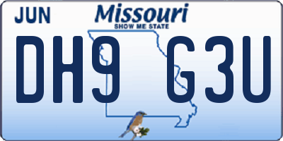 MO license plate DH9G3U