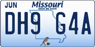 MO license plate DH9G4A