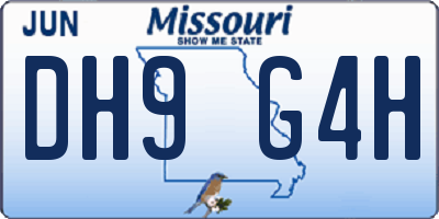 MO license plate DH9G4H