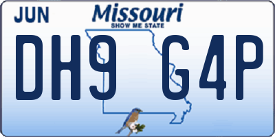 MO license plate DH9G4P