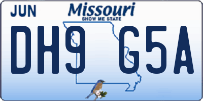 MO license plate DH9G5A