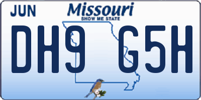 MO license plate DH9G5H