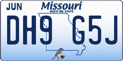 MO license plate DH9G5J