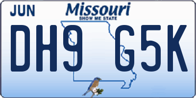 MO license plate DH9G5K