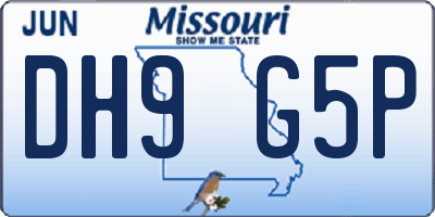 MO license plate DH9G5P