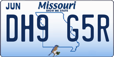 MO license plate DH9G5R