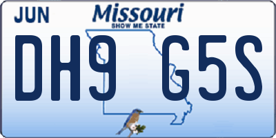 MO license plate DH9G5S