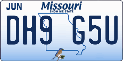 MO license plate DH9G5U
