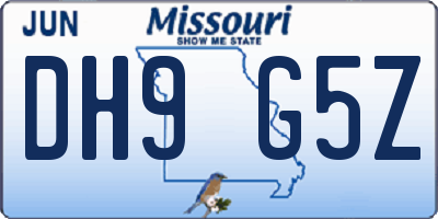 MO license plate DH9G5Z