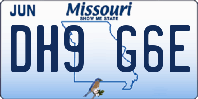 MO license plate DH9G6E