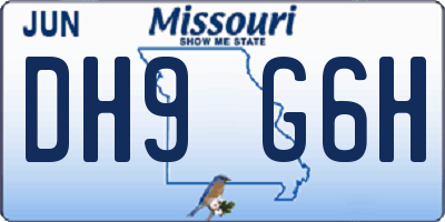 MO license plate DH9G6H