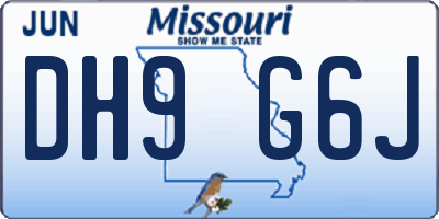 MO license plate DH9G6J