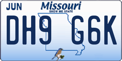 MO license plate DH9G6K