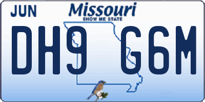 MO license plate DH9G6M