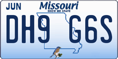 MO license plate DH9G6S