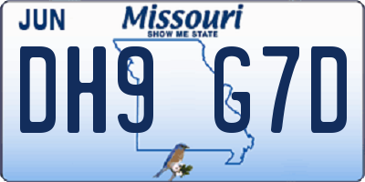 MO license plate DH9G7D