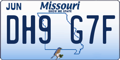 MO license plate DH9G7F