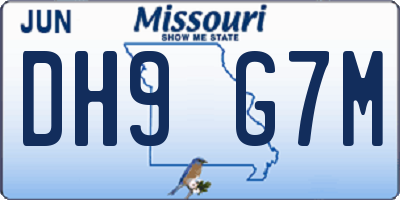 MO license plate DH9G7M