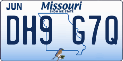 MO license plate DH9G7Q