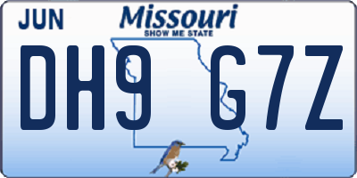 MO license plate DH9G7Z